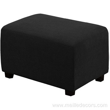 Jacquard Checked Stretch Storage Ottoman Covers Slipcovers